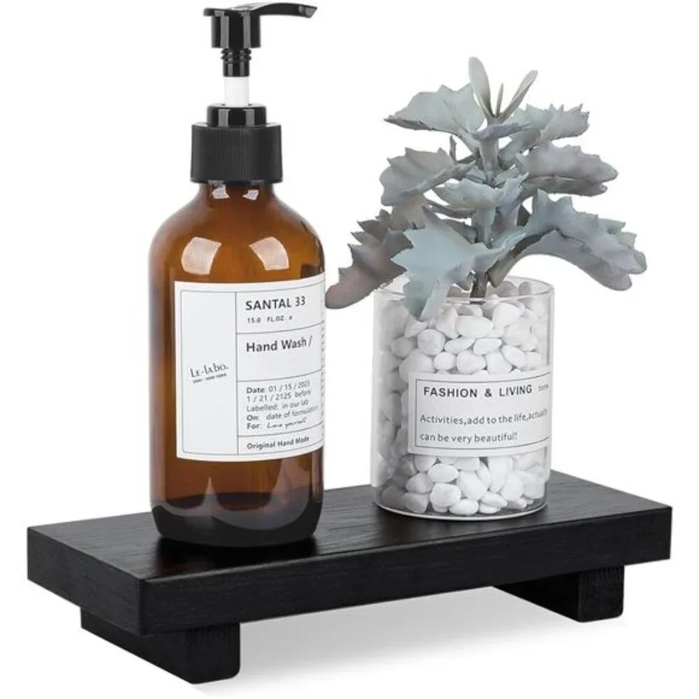 Wood Bathroom Counter Organizer Tray Soap Holder Farmhouse Decorative Kitchen